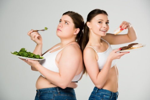 痩せ＆肥満の二人の女子